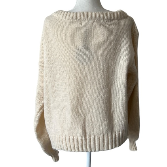 Tictoc Off Shoulder American Flag Sweater Cream Knit Americana Cozy Small NWT - Picture 5 of 12